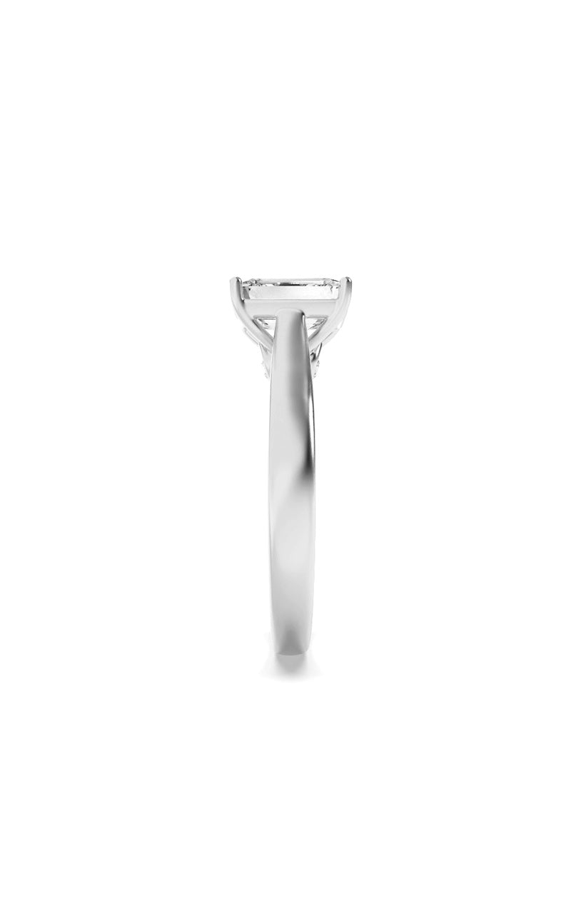 2CTW Emerald Shaped Lab Grown Diamond (G/VS) Accented Bridge Shank Engagement Ring in 14K Gold, 14K White Gold