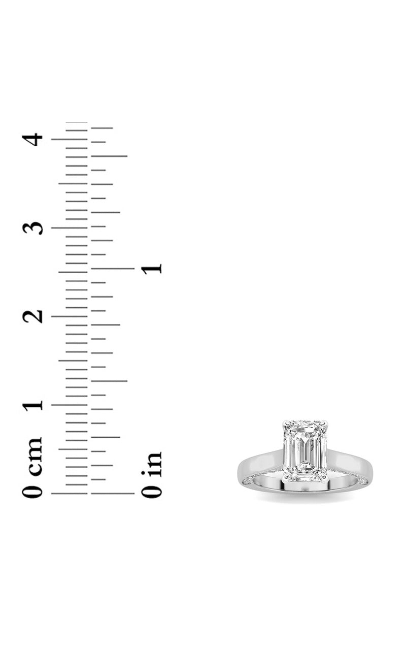 2CTW Emerald Shaped Lab Grown Diamond (G/VS) Accented Bridge Shank Engagement Ring in 14K Gold