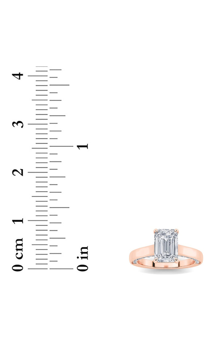 2Cttw Emerald Shaped Lab Grown Diamond (G/VS) Accented Bridge Shank Engagement Ring in 14K Gold