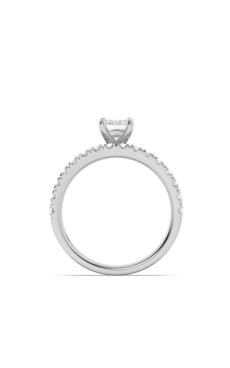 2Cttw Emerald Shaped Lab Grown Diamond (F/VS) Classic Accented  Set With Band and Engagement Ring in14K Gold