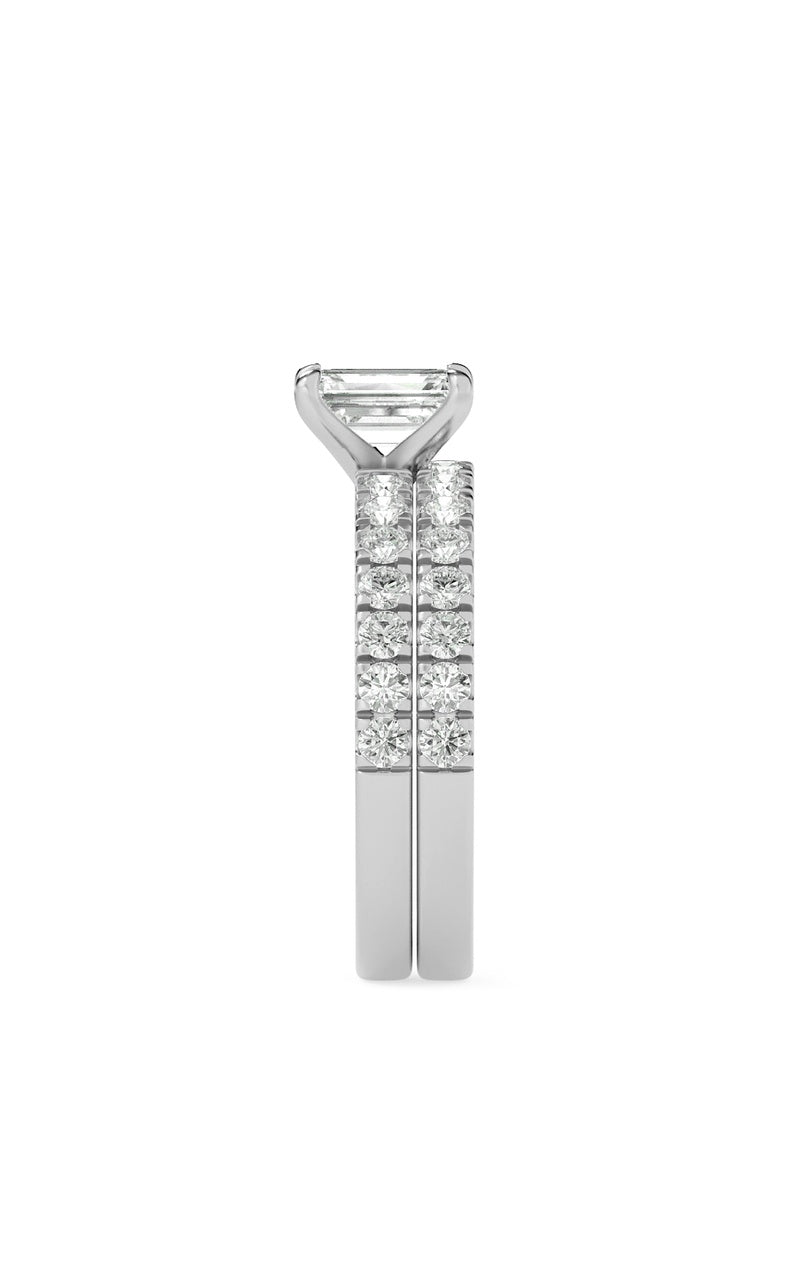 2CTW Emerald Shaped Lab Grown Diamond (F/VS) Classic Accented  Set With Band and Engagement Ring in 14K Gold
