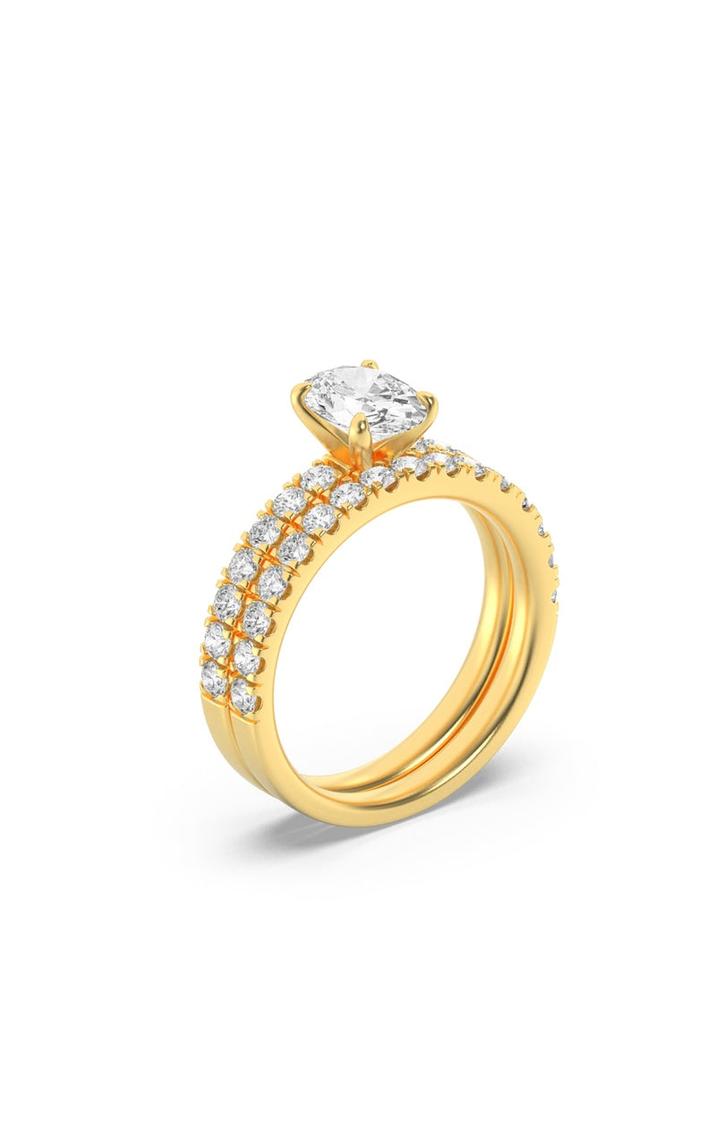 2Cttw Oval Shaped Lab Grown Diamond (F/VS) ClassicAccented  Set With Band and Engagement Ring in 14K Gold