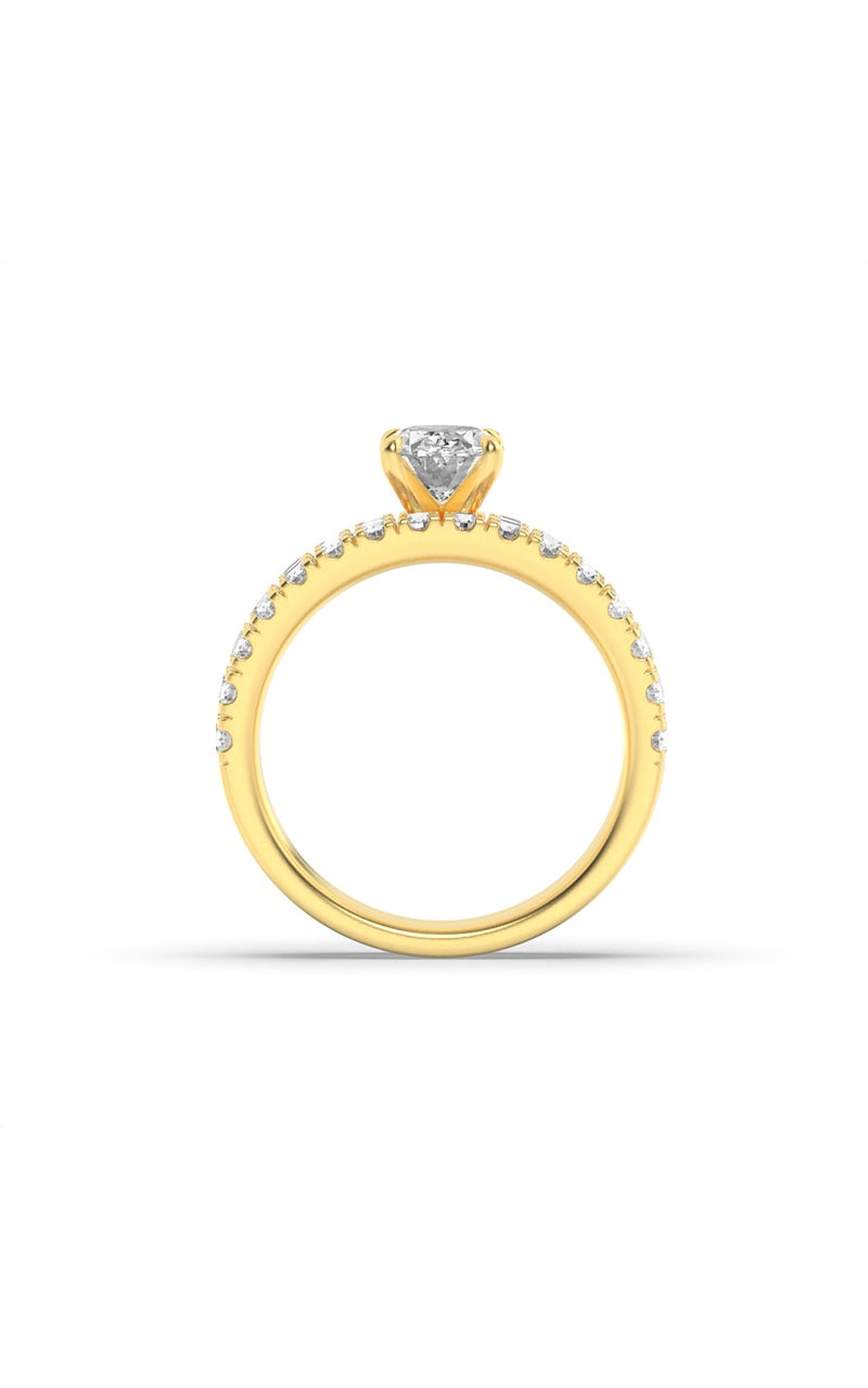 2Cttw Oval Shaped Lab Grown Diamond (F/VS) ClassicAccented  Set With Band and Engagement Ring in 14K Gold