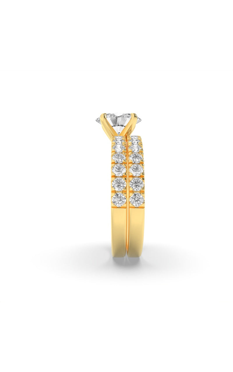 2Cttw Oval Shaped Lab Grown Diamond (F/VS) ClassicAccented  Set With Band and Engagement Ring in 14K Gold