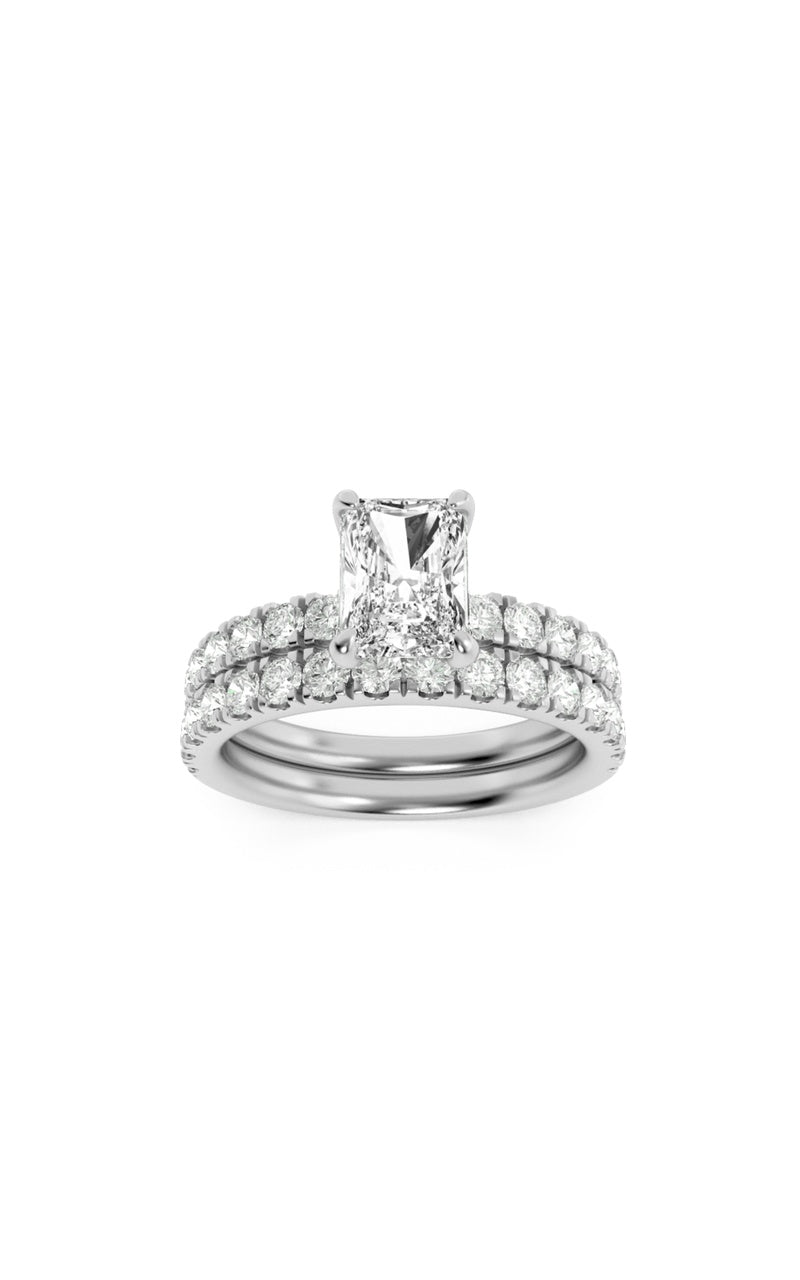 2Cttw Radiant Shaped Lab Grown Diamond (F/VS) Classic Accented Set With Band and Engagement Ring in14K Gold