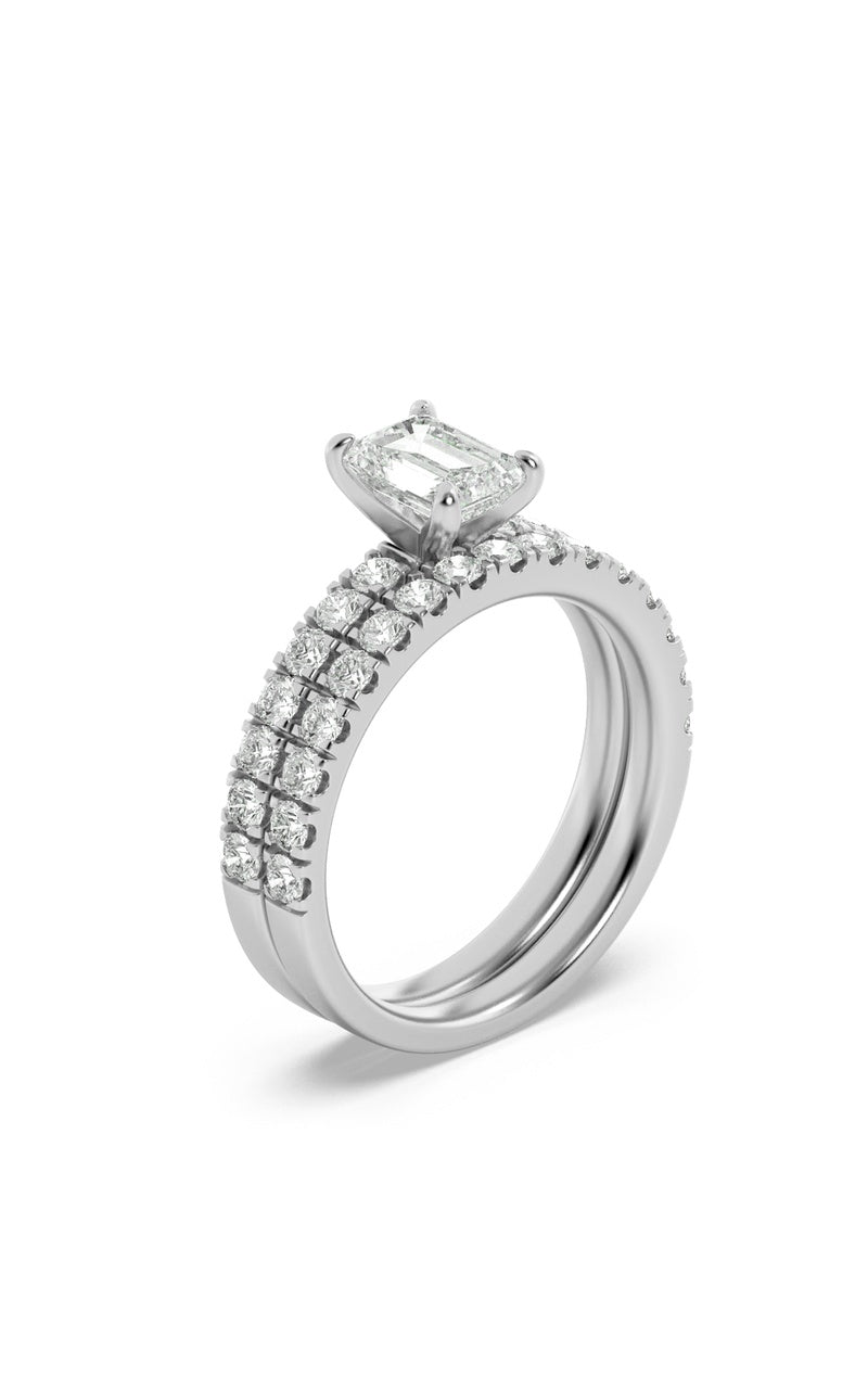 2Cttw Radiant Shaped Lab Grown Diamond (F/VS) Classic Accented Set With Band and Engagement Ring in14K Gold