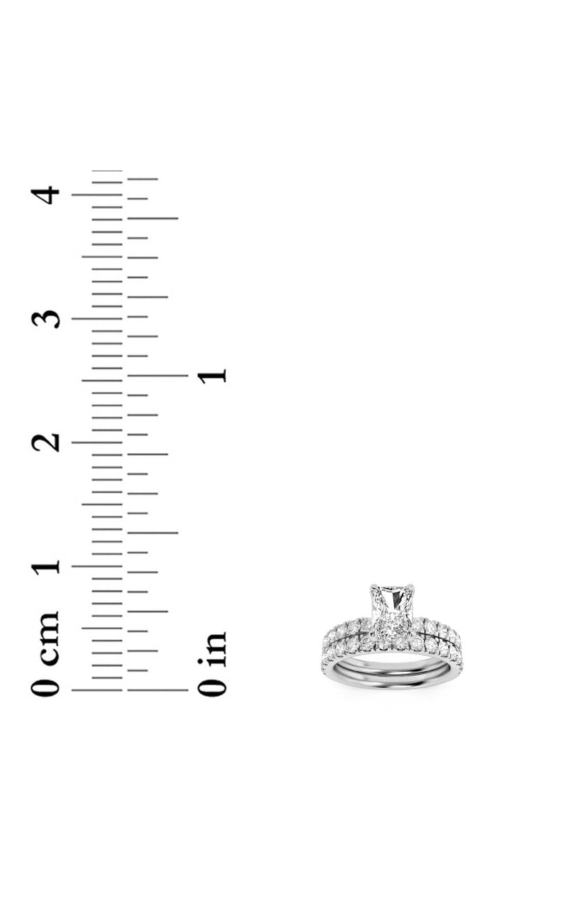 2CTW Radiant Shaped Lab Grown Diamond (F/VS) Classic Accented Set With Band and Engagement Ring in 14K Gold, 14K White Gold