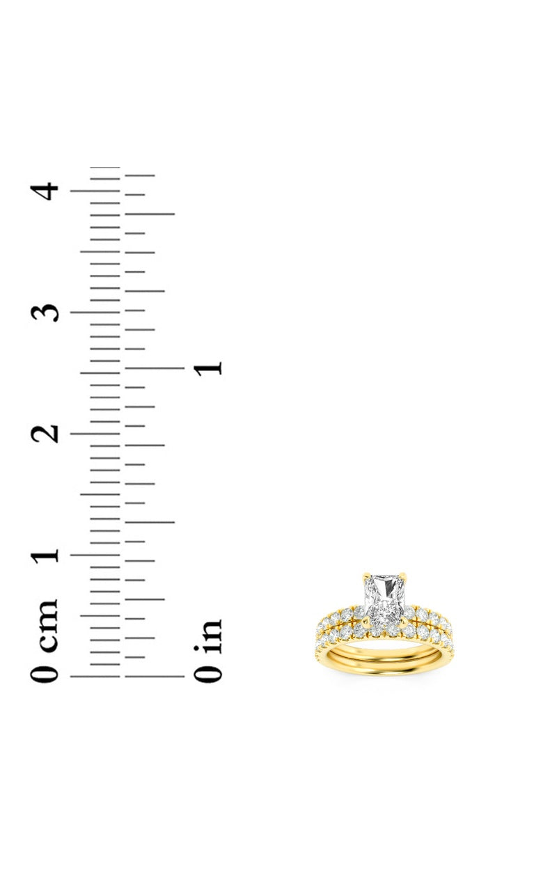 2CTW Radiant Shaped Lab Grown Diamond (F/VS) Classic Accented Set With Band and Engagement Ring in 14K Gold, 14K Yellow Gold
