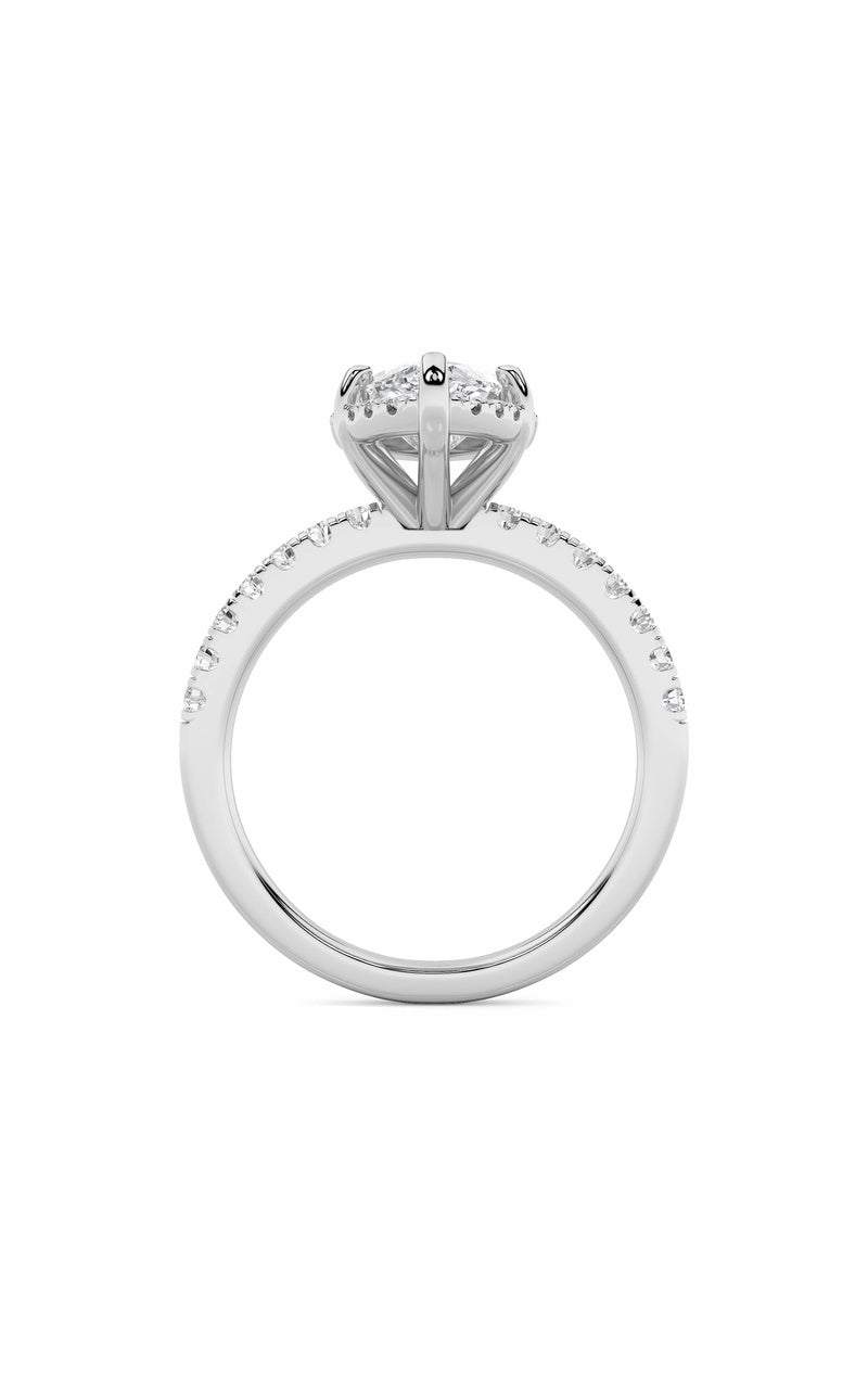 2Cttw Marquise Shaped Lab Grown Diamond (F/VS) Halo Accented Engagement Ring in 14K Gold