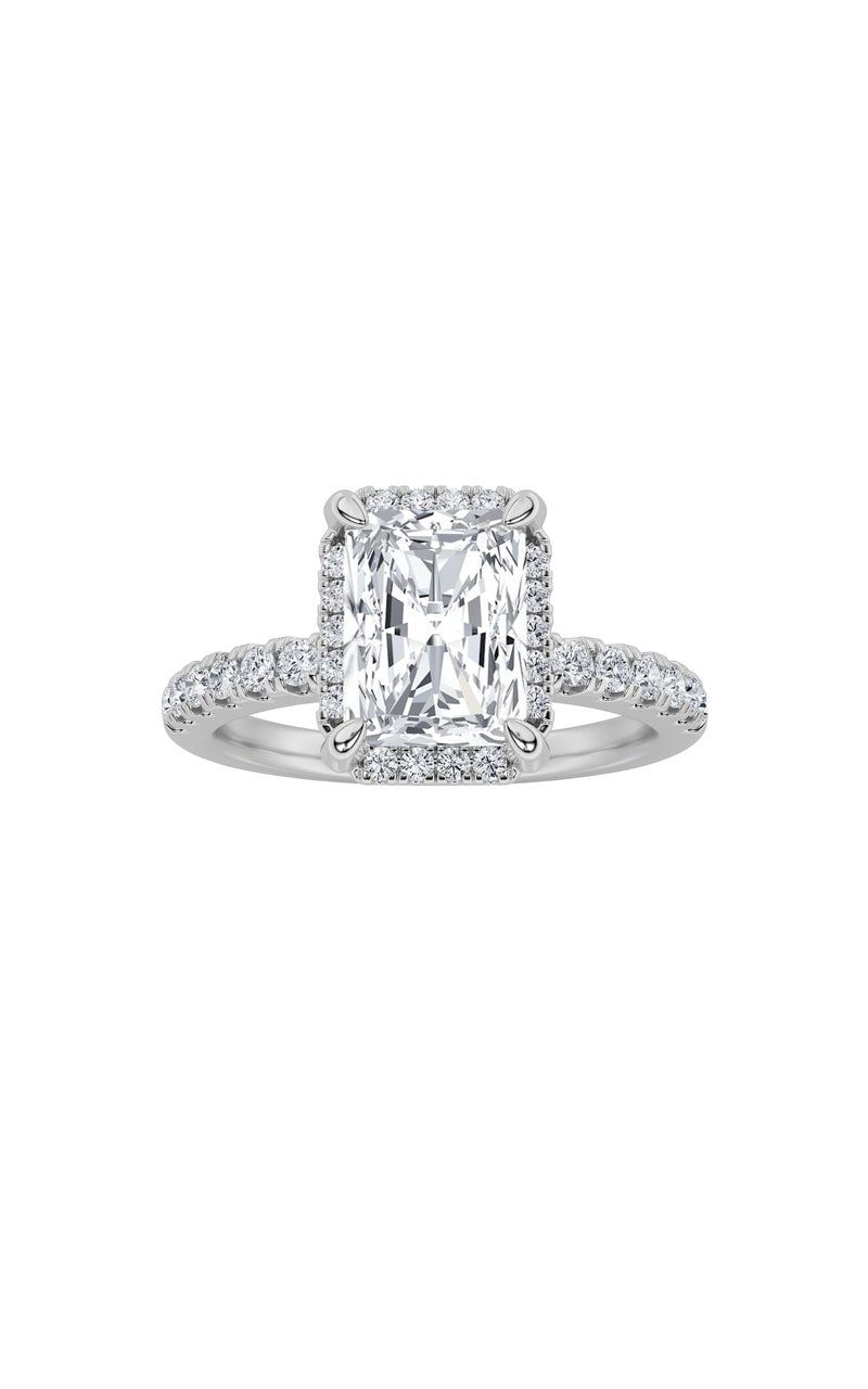 2Cttw Radiant Shaped Lab Grown Diamond (F/VS) HaloAccented Engagement Ring in 14K Gold