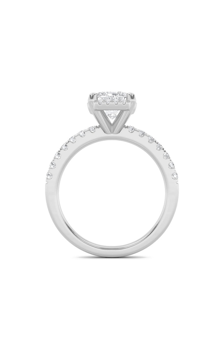 2CTW Radiant Shaped Lab Grown Diamond (F/VS) Halo Accented Engagement Ring in 14K Gold