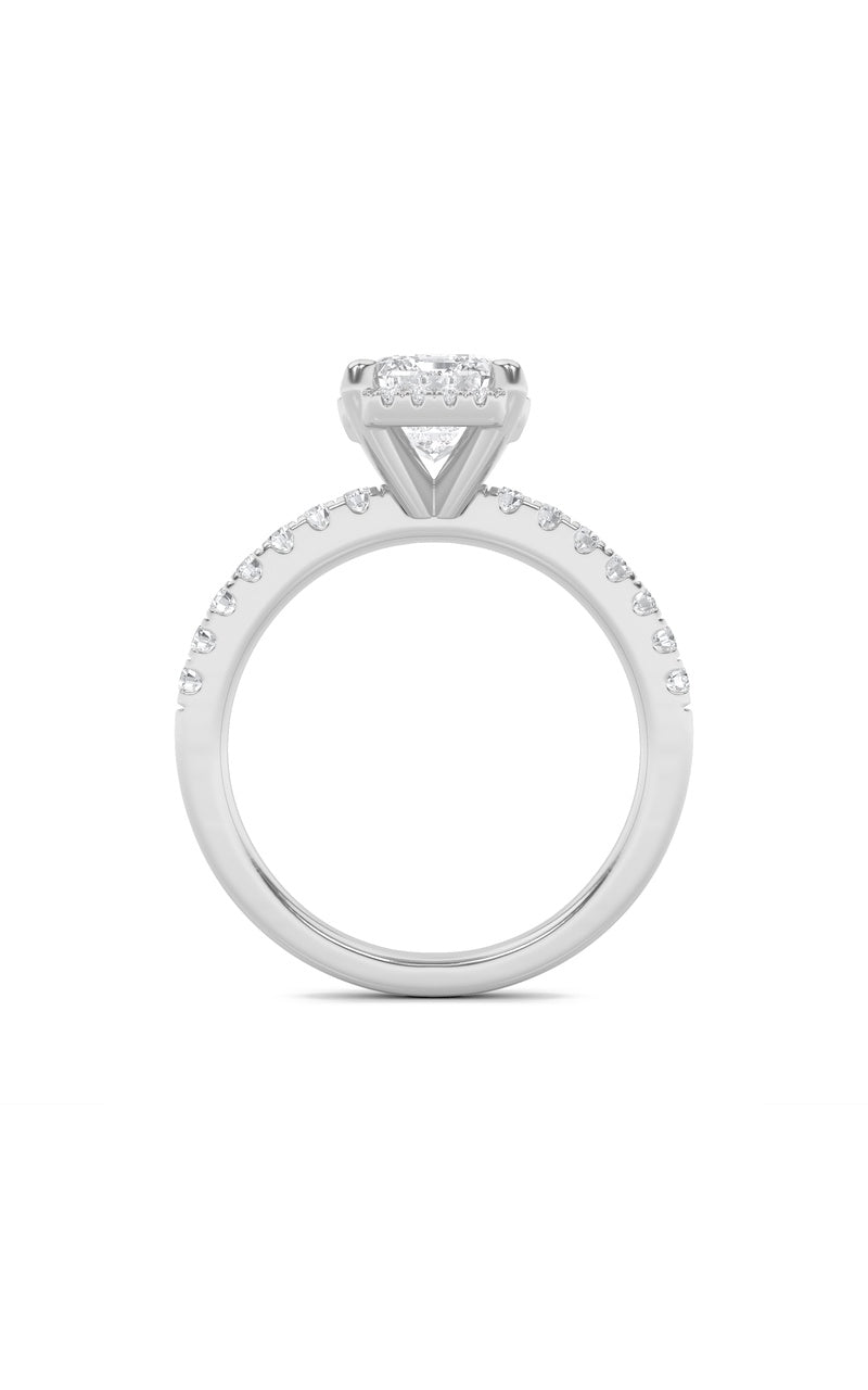 2Cttw Radiant Shaped Lab Grown Diamond (F/VS) HaloAccented Engagement Ring in 14K Gold