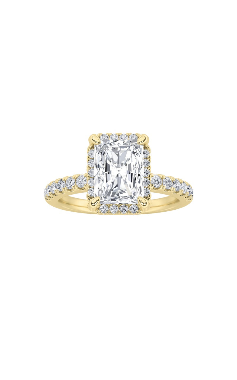 2Cttw Radiant Shaped Lab Grown Diamond (F/VS) HaloAccented Engagement Ring in 14K Gold