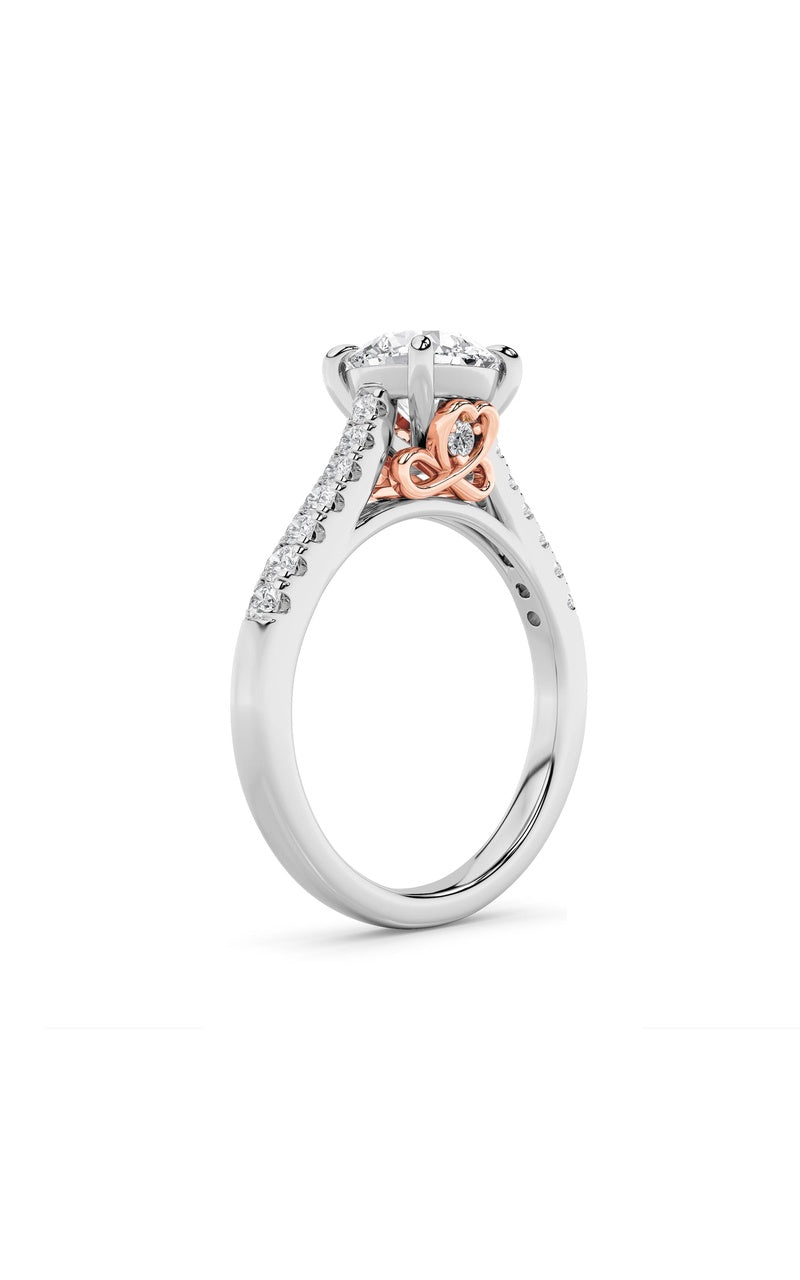 2.5Cttw Round Shaped Lab Grown Diamond (F/VS) Petite Shank Accented Engagement Ring in 14K Gold
