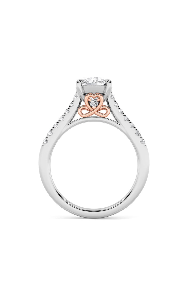 2.5Cttw Round Shaped Lab Grown Diamond (F/VS) Petite Shank Accented Engagement Ring in 14K Gold