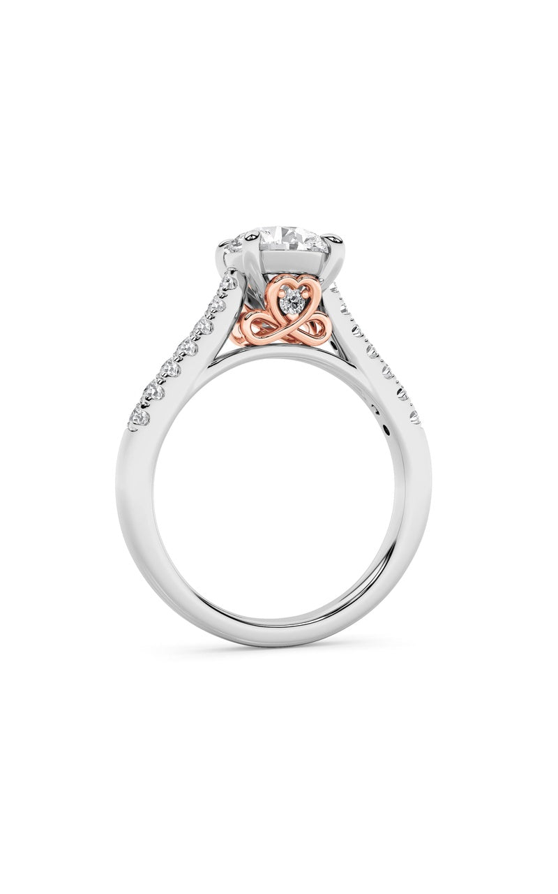 2.5Cttw Round Shaped Lab Grown Diamond (F/VS) Petite Shank Accented Engagement Ring in 14K Gold