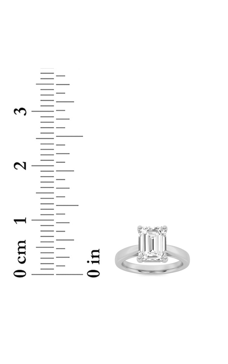 2CTW Emerald Shaped Lab Grown Diamond (F/VS) Classic Shank Solitaire Engagement Ring in 14K Gold