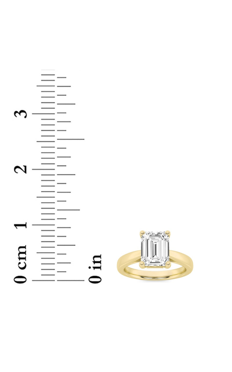 2CTW Emerald Shaped Lab Grown Diamond (F/VS) Classic Shank Solitaire Engagement Ring in 14K Gold, 14K Yellow Gold