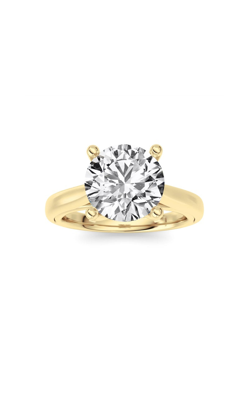 2Cttw Round Shaped Lab Grown Diamond (F/VS) Cathedral Shank Engagement Ring in 14K Yellow Gold