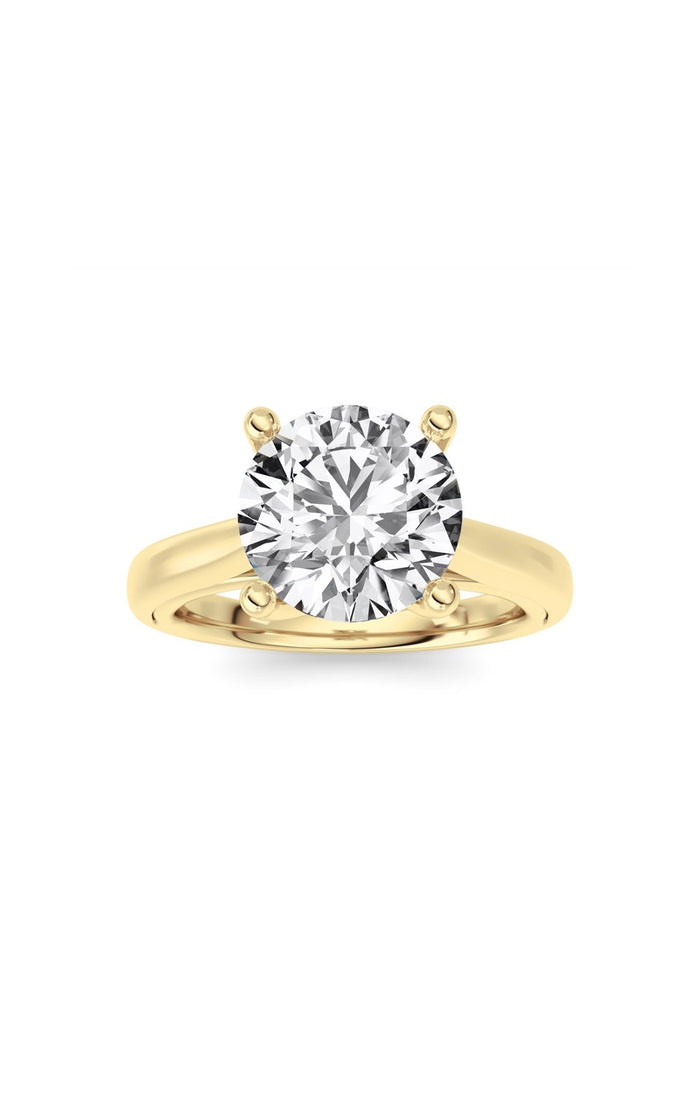 2CTW Round Shaped Lab Grown Diamond (F/VS) Cathedral Shank Engagement Ring in 14K Yellow Gold