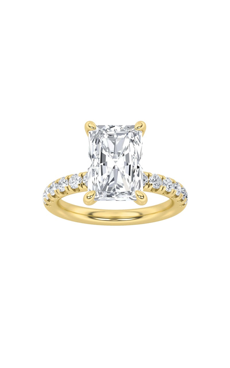 2Cttw Radiant Shaped Lab Grown Diamond (F/VS) Hidden Halo Accented Ring in 14K Gold