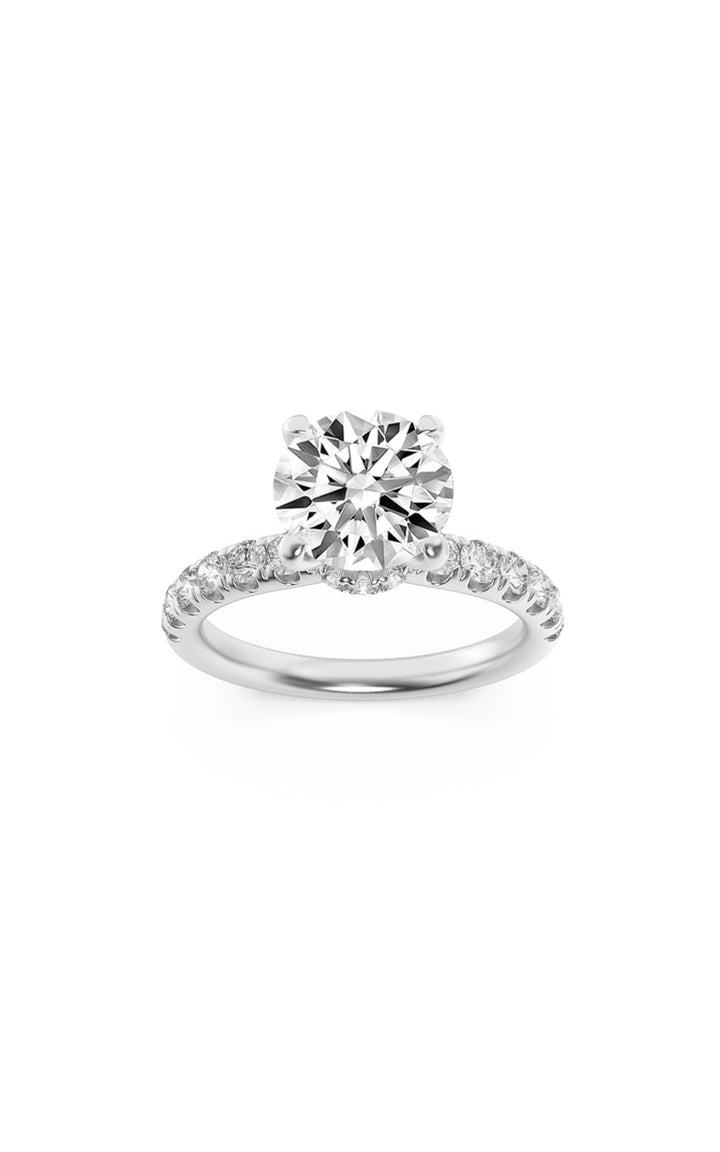 2Cttw Round Shaped Lab Grown Diamond (F/VS) HiddenHalo Accented Ring in 14K Gold