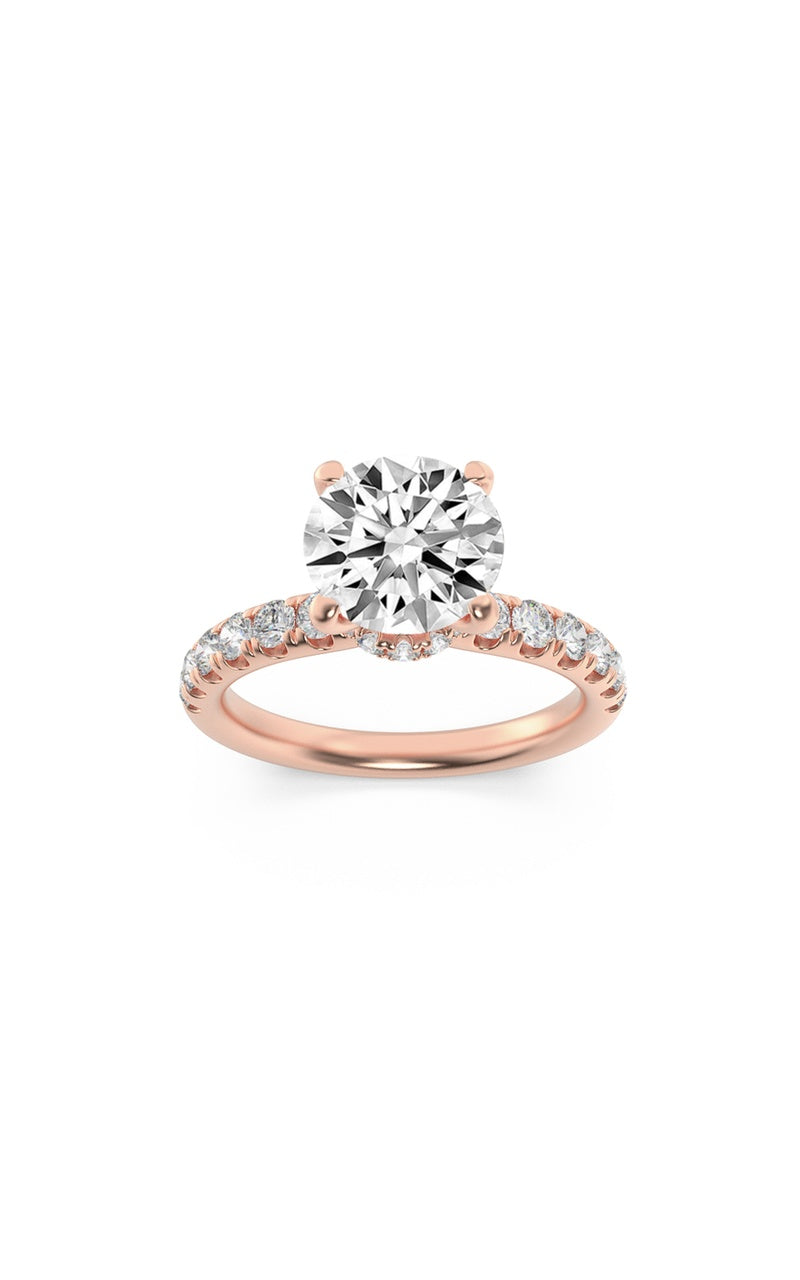 2Cttw Round Shaped Lab Grown Diamond (F/VS) HiddenHalo Accented Ring in 14K Gold