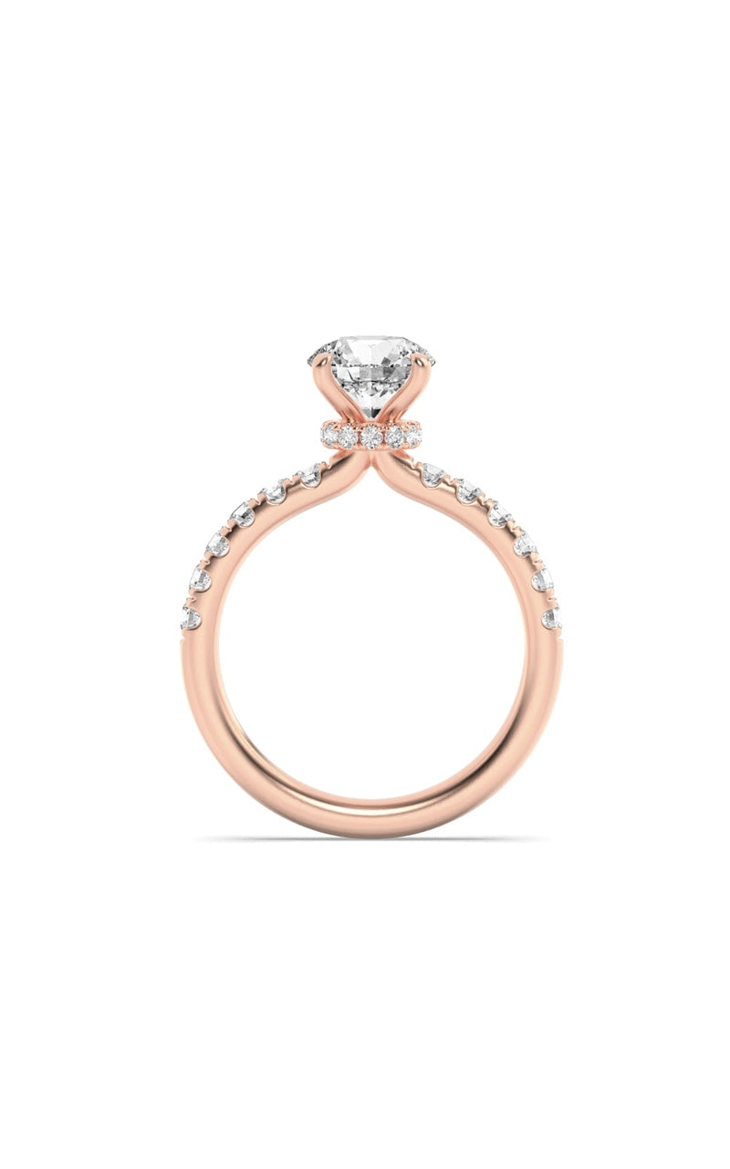 2Cttw Round Shaped Lab Grown Diamond (F/VS) HiddenHalo Accented Ring in 14K Gold