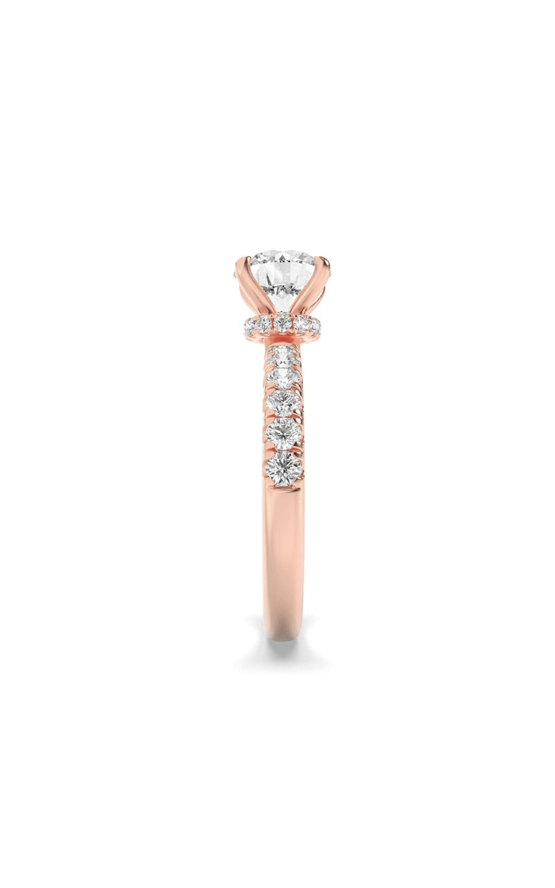 2Cttw Round Shaped Lab Grown Diamond (F/VS) HiddenHalo Accented Ring in 14K Gold