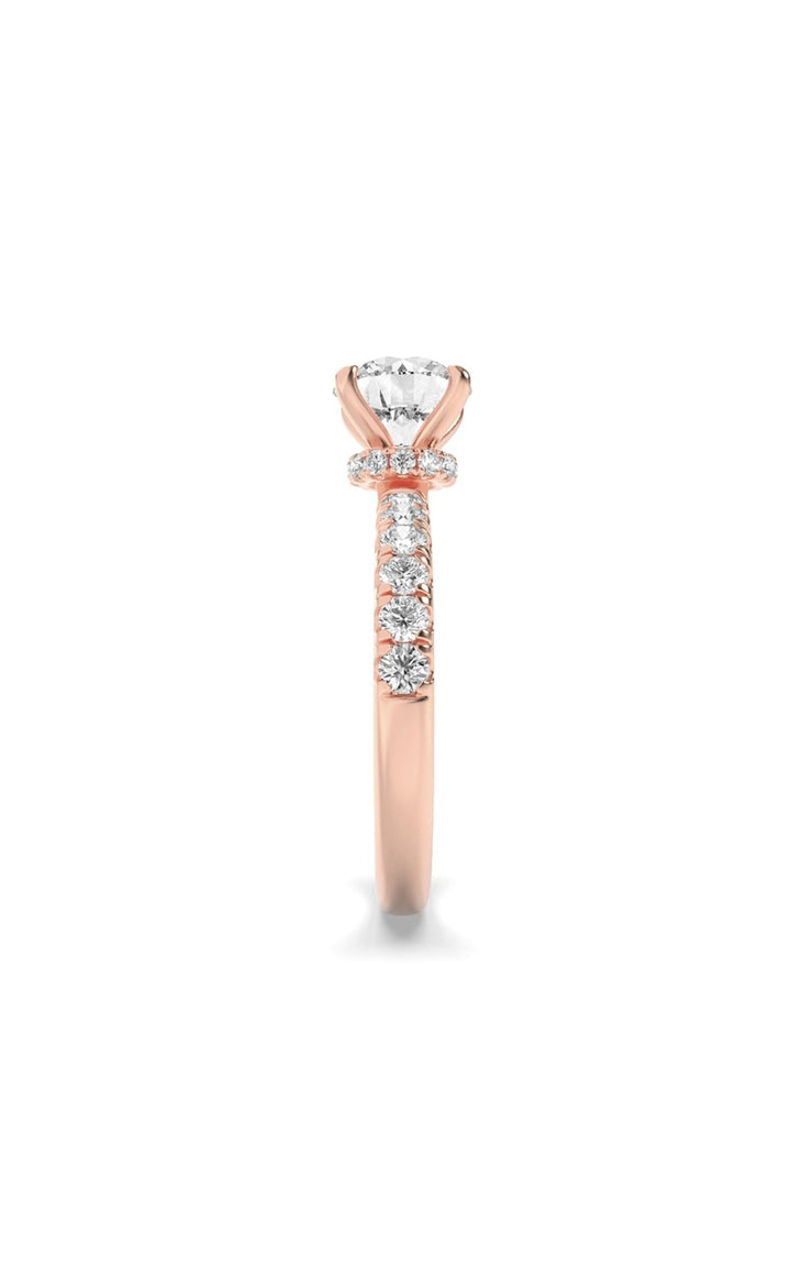 2Cttw Round Shaped Lab Grown Diamond (F/VS) HiddenHalo Accented Ring in 14K Gold