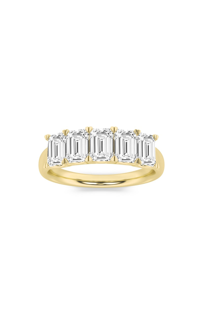 2Cttw Emerald Shaped Lab Grown Diamond (F/VS) FiveStone Band Ring in 14K Gold