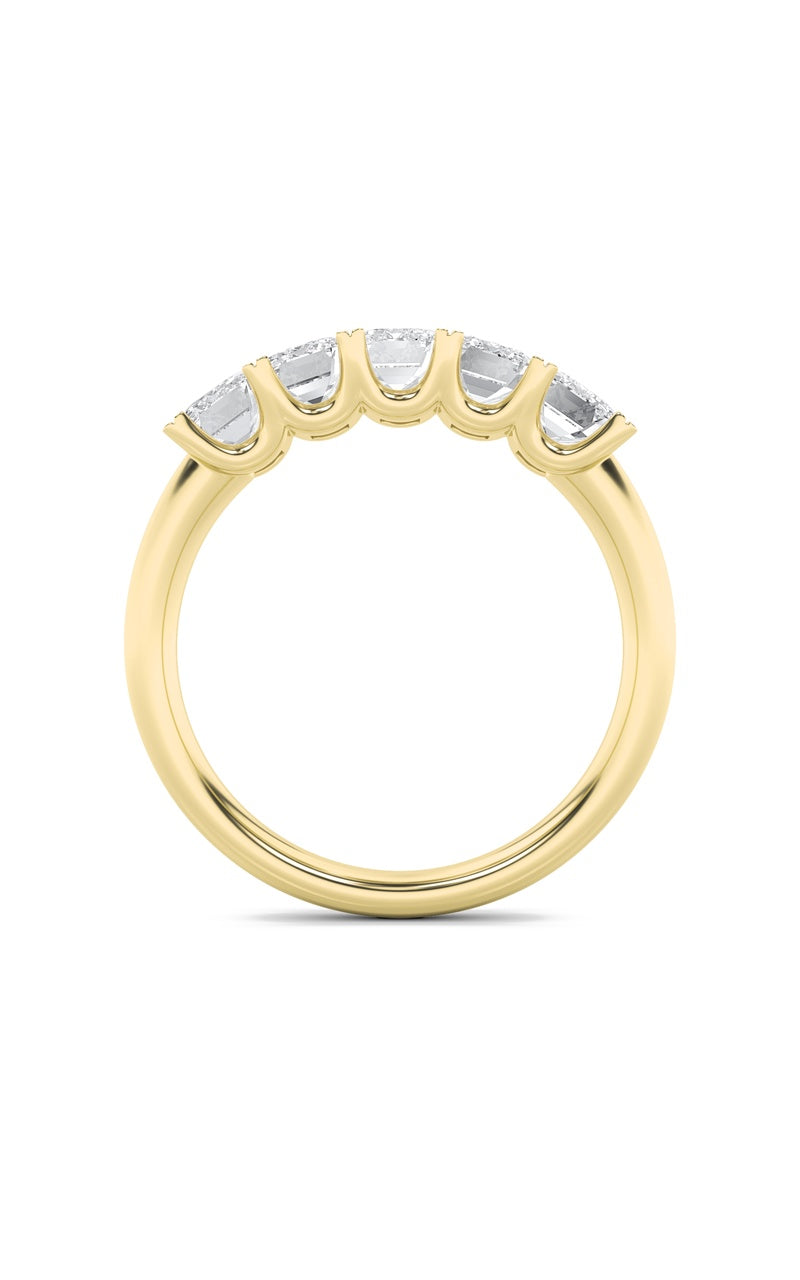 2CTW Emerald Shaped Lab Grown Diamond (F/VS) Five Stone Band Ring in 14K Gold
