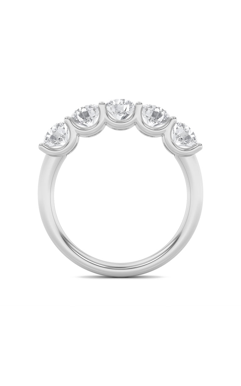 2CTW Round Shaped Lab Grown Diamond (F/VS) Five Stone Band Ring in 14K Gold