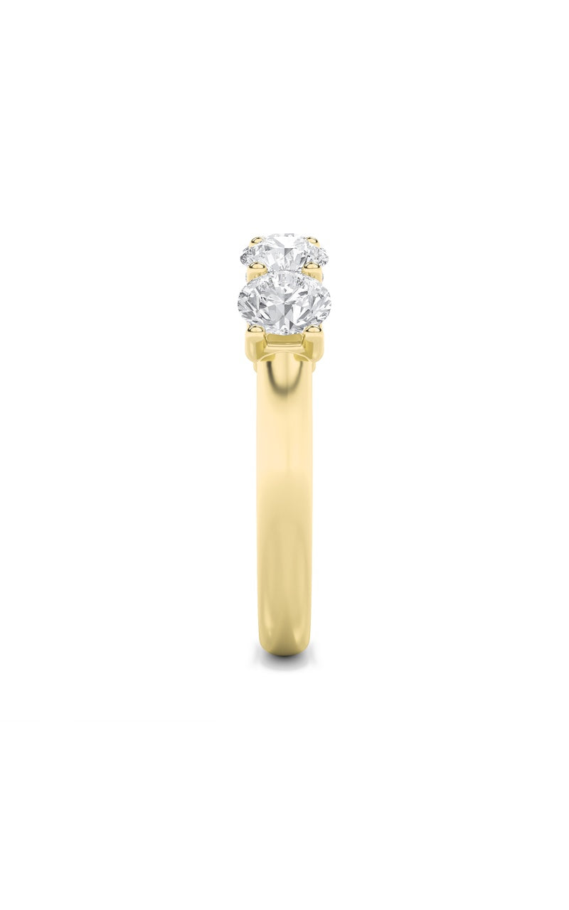 2CTW Round Shaped Lab Grown Diamond (F/VS) Five Stone Band Ring in 14K Gold