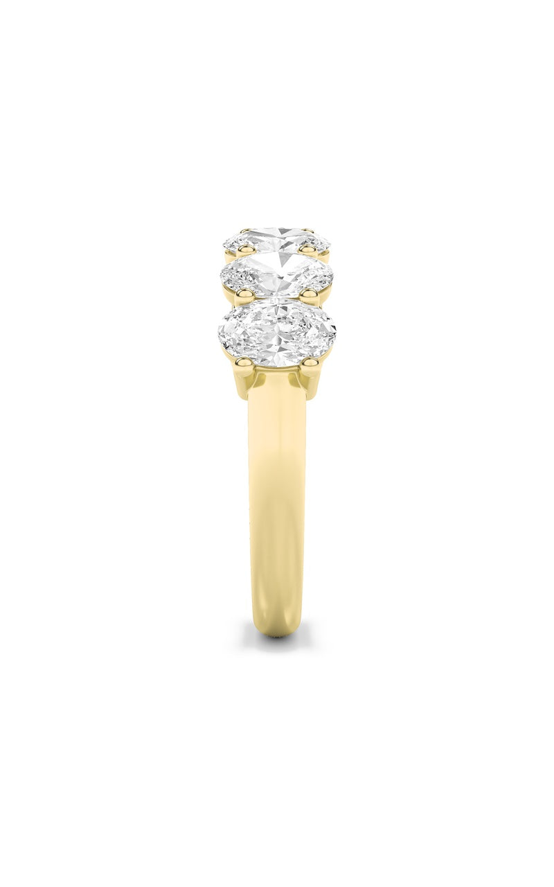 3CTW Oval Shaped Lab Grown Diamond (F/VS) Seven Stone Band Ring in 14K Gold