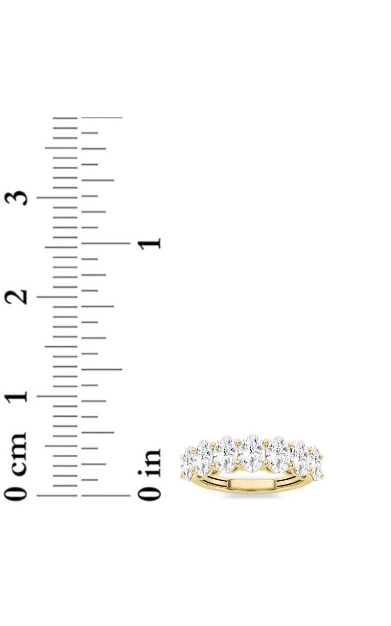 3CTW Oval Shaped Lab Grown Diamond (F/VS) Seven Stone Band Ring in 14K Gold