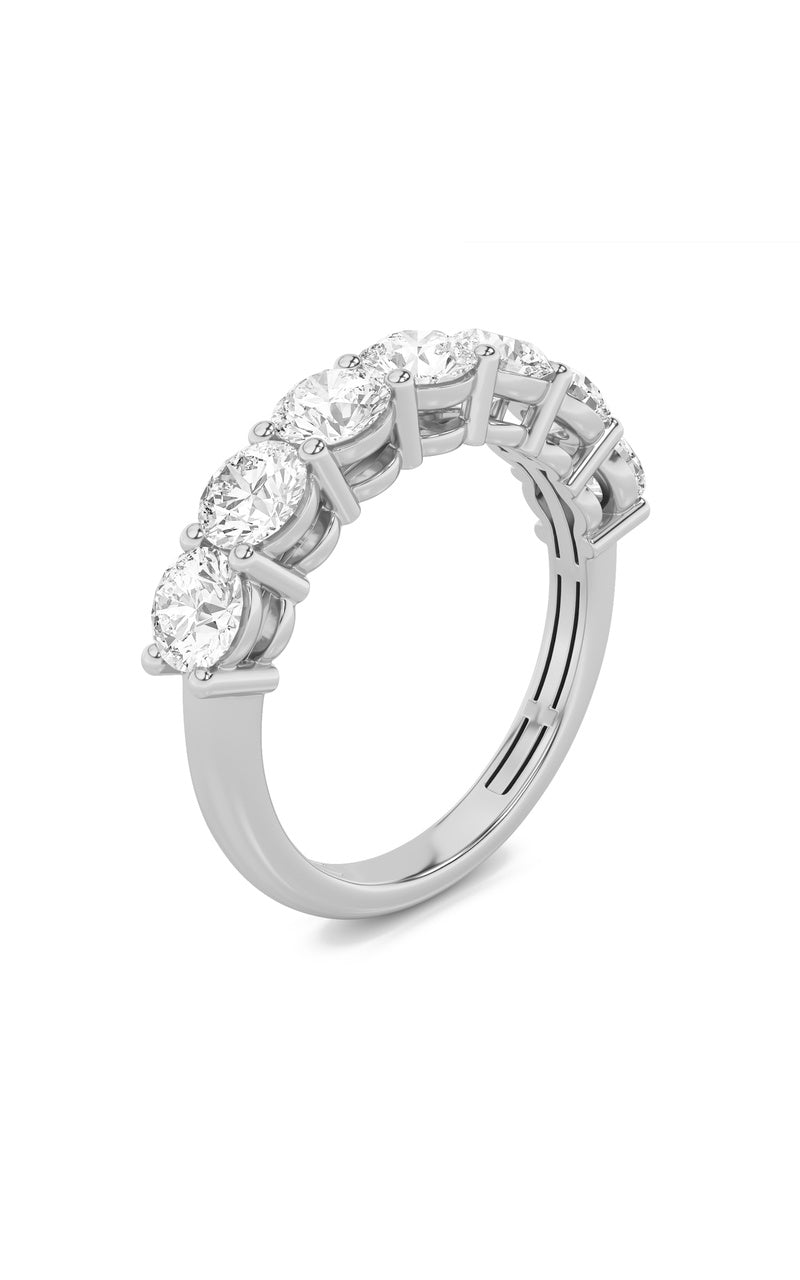 3Cttw Round Shaped Lab Grown Diamond (F/VS) SevenStone Band Ring in 14K Gold