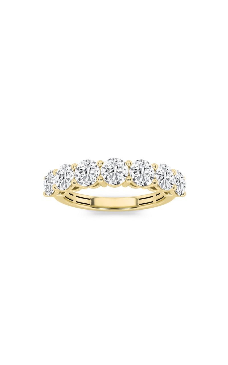 3Cttw Round Shaped Lab Grown Diamond (F/VS) SevenStone Band Ring in 14K Gold