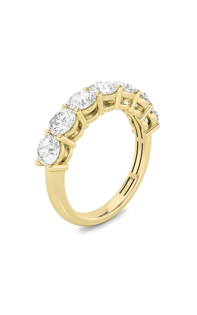 3Cttw Round Shaped Lab Grown Diamond (F/VS) SevenStone Band Ring in 14K Gold