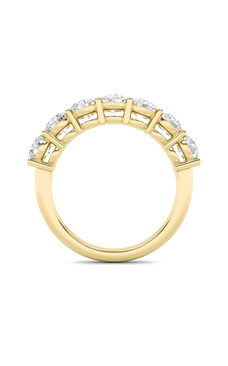 3Cttw Round Shaped Lab Grown Diamond (F/VS) SevenStone Band Ring in 14K Gold