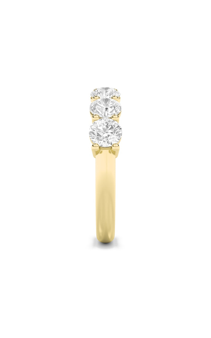 3Cttw Round Shaped Lab Grown Diamond (F/VS) SevenStone Band Ring in 14K Gold