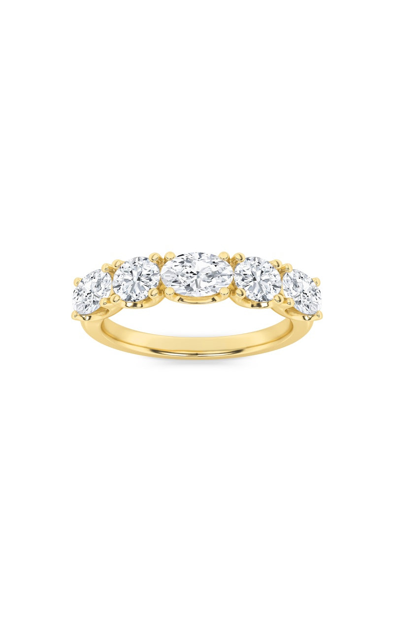 2Cttw Oval Shaped Lab Grown Diamond (F/VVS) Five Stone Band Ring in 14K Gold