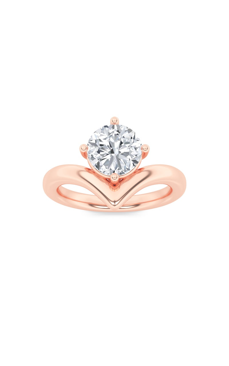 1.5CTW Round Shaped Lab Grown Diamond (G/VS) Chevron Solitaire Engagement Ring in 14K Gold