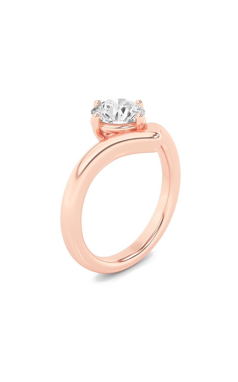 1.5CTW Round Shaped Lab Grown Diamond (G/VS) Chevron Solitaire Engagement Ring in 14K Gold