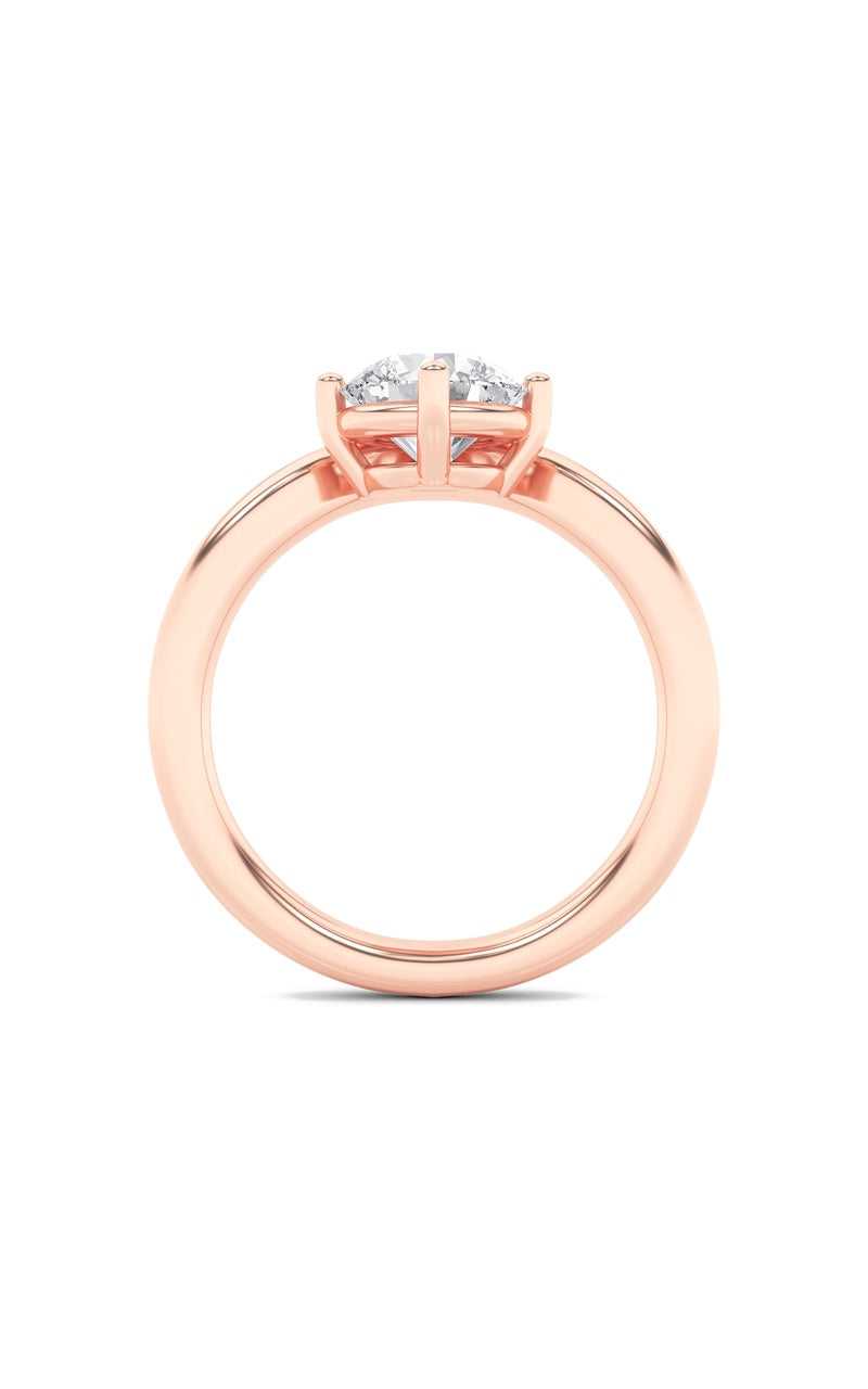 1.5CTW Round Shaped Lab Grown Diamond (G/VS) Chevron Solitaire Engagement Ring in 14K Gold