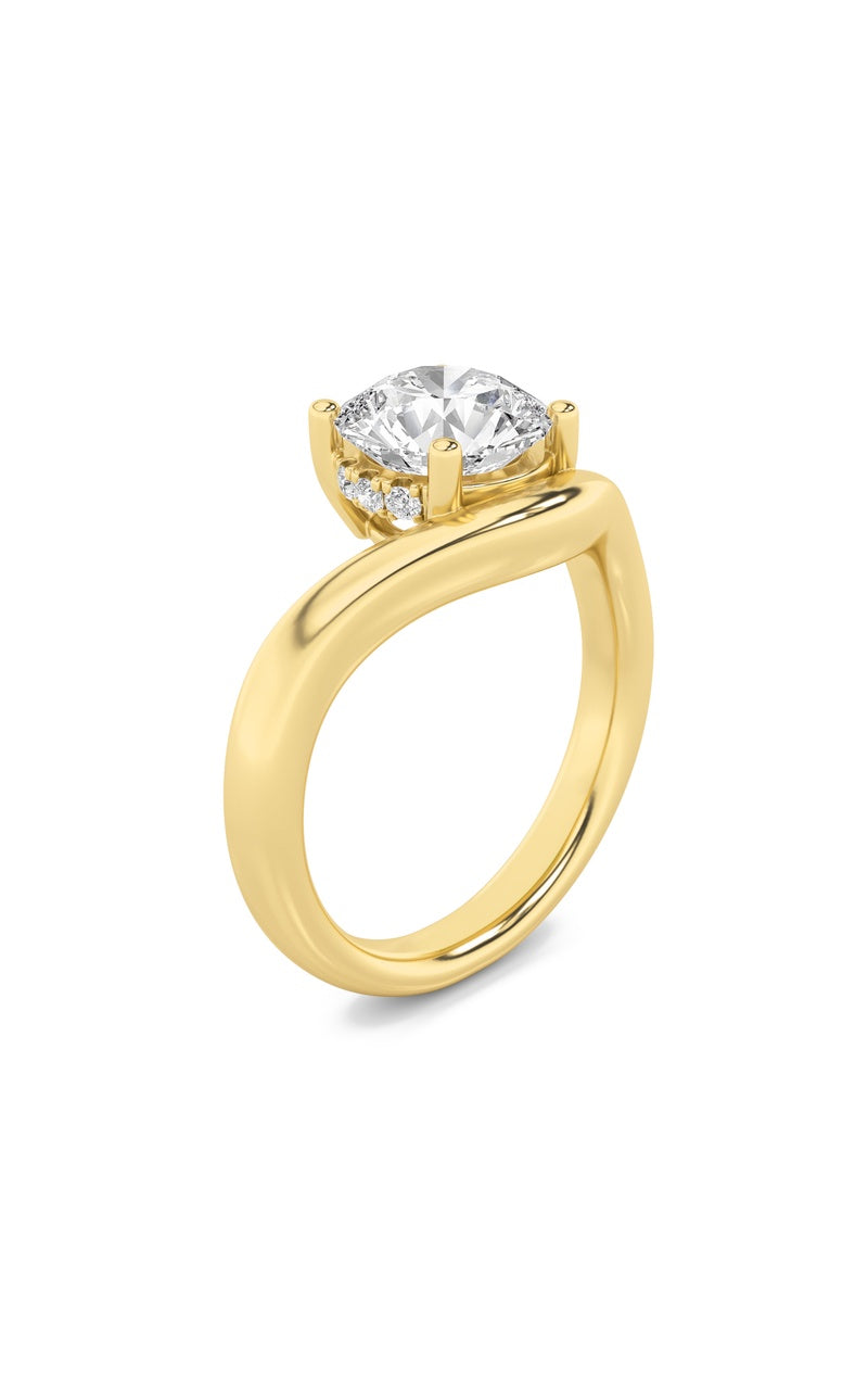 2Cttw Round Shaped Lab Grown Diamond (F/VS) Accented Solitaire Fancy Engagement Ring in 14K Gold