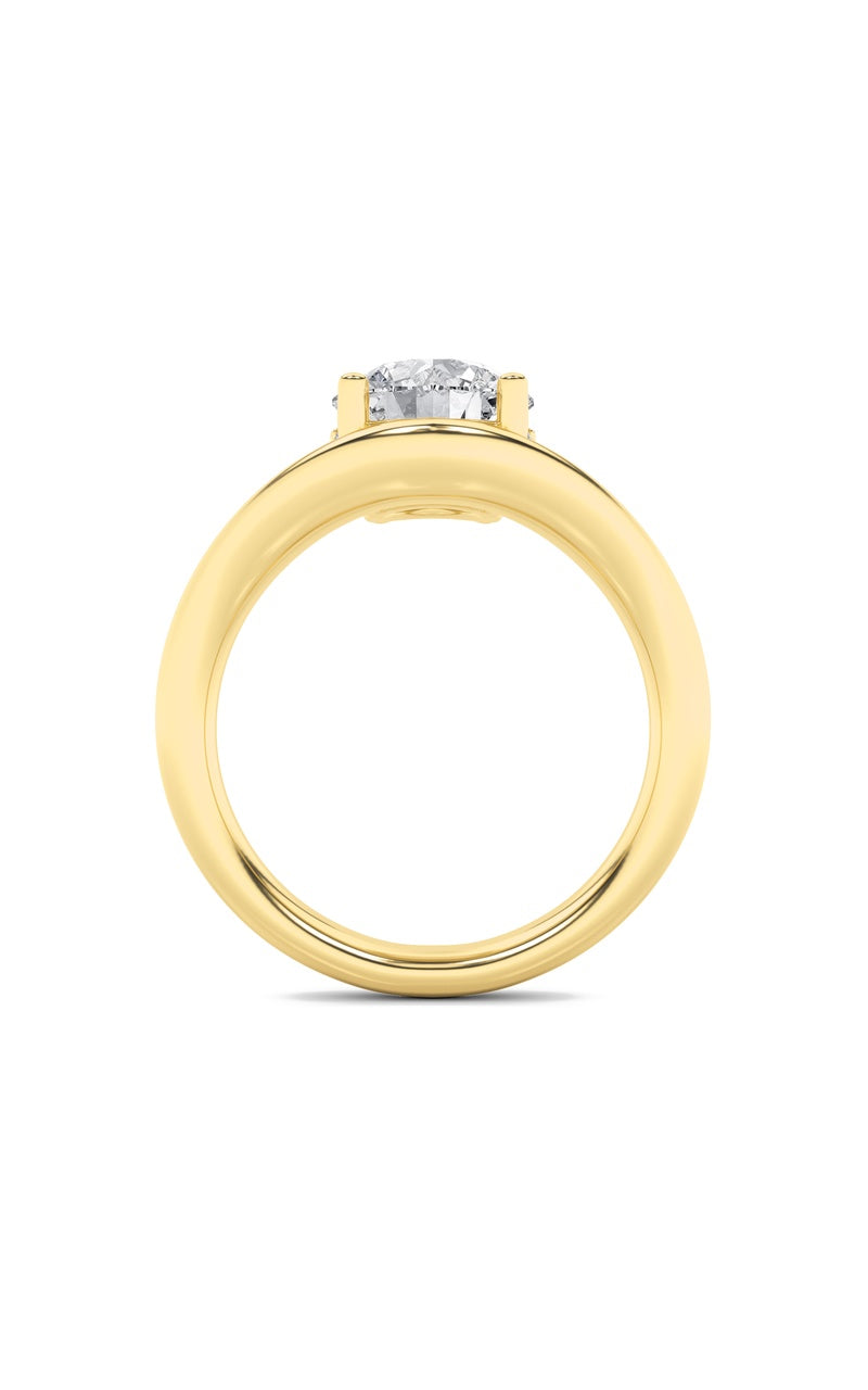 2CTW Round Shaped Lab Grown Diamond (F/VS) Accented Solitaire Fancy Engagement Ring in 14K Gold