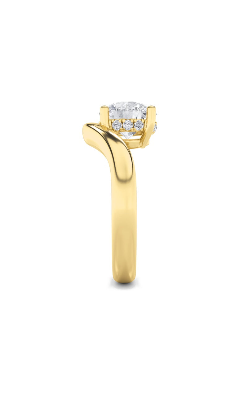 2CTW Round Shaped Lab Grown Diamond (F/VS) Accented Solitaire Fancy Engagement Ring in 14K Gold