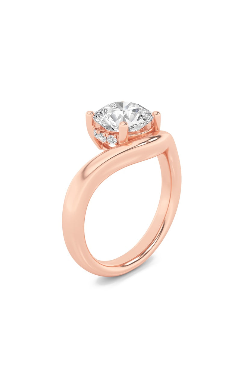 2CTW Round Shaped Lab Grown Diamond (F/VS) Accented Solitaire Fancy Engagement Ring in 14K Gold