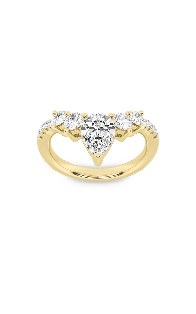 1.5CTW Pear Shaped Lab Grown Diamond (F/VS) Fancy Contour Ring in 14K Gold